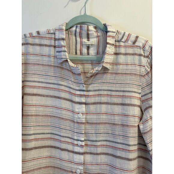 Garnet Hill Size Medium 100% Linen Striped Easy Tunic Top - Picture 4 of 6